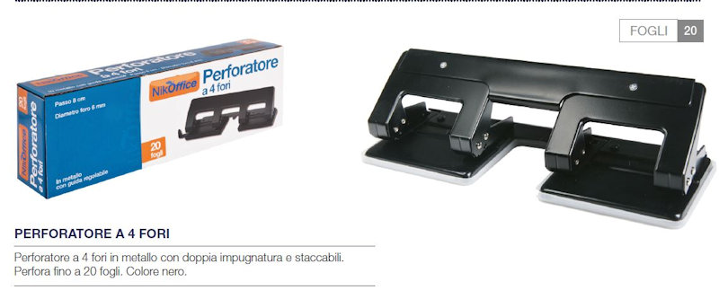 8033593001163 - PERFORATORE A 4 FORI FINO A 20 FOGLI CON REGOLATORE