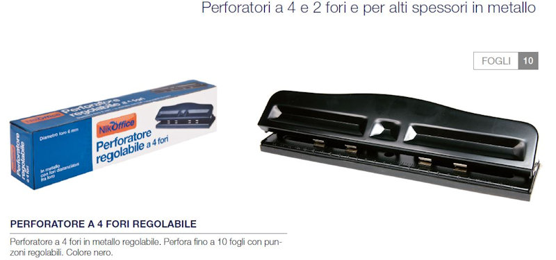 Perforatore per fogli a quattro fori regolabili: Perforatori di