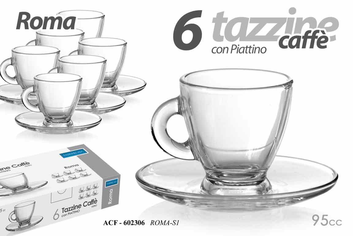 SET 6 TAZZINE DA CAFFE CON PIATTINO BIANCHE